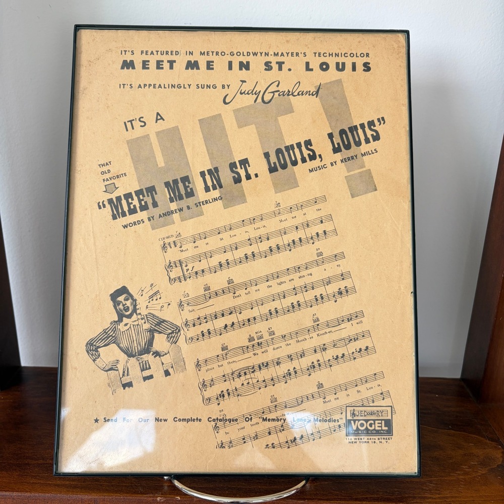 Vintage Meet Me In St. Louis Judy Garland Framed Sheet Music 8.5x10.5 MGM Film